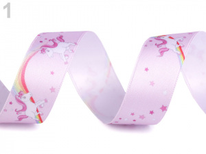Saténová stuha jednorožec šíře 25 mm
