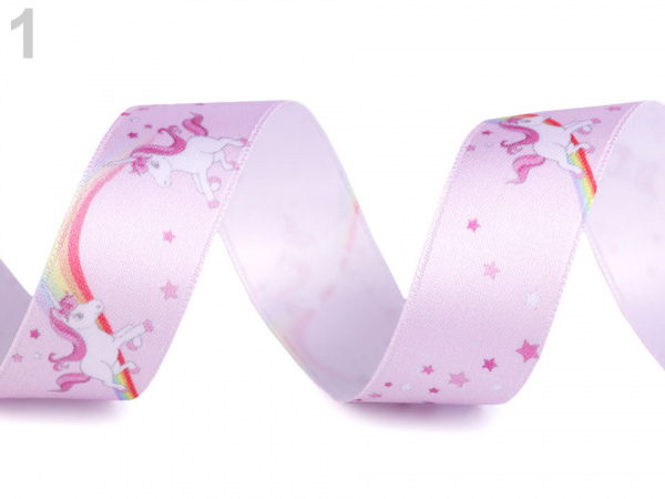 Saténová stuha jednorožec šíře 25 mm