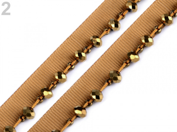 Prýmek / paspulka s broušenými korálky šíře 15 mm