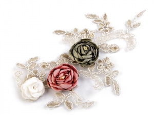 Monofilová aplikace / vsadka 3D 12x23 cm s květy