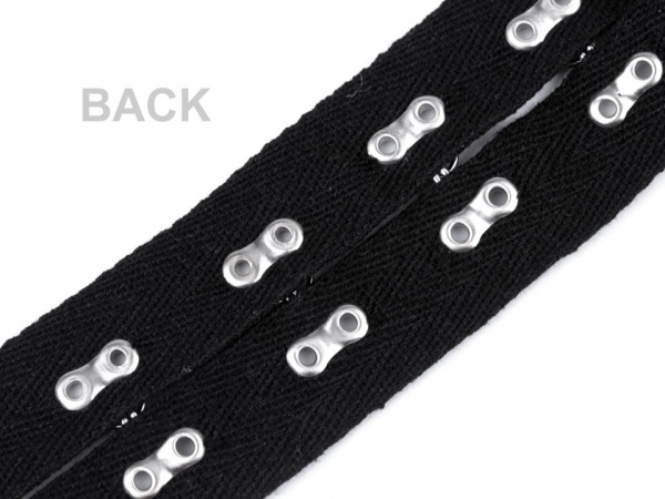 Lampas / prýmek -  háčky a očka na stuze šíře 20 mm