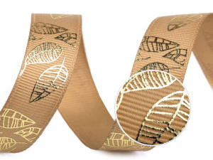 Rypsová stuha šíře 15 mm s listy