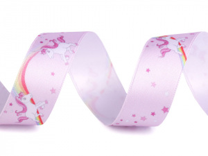 Saténová stuha jednorožec šíře 25 mm