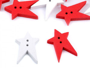 Dřevěný dekorační knoflík hvězda velká