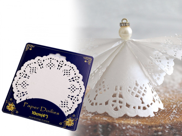 Papírová krajka k výrobě andělů a stromečků Ø10 cm