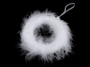 Vánoční peříčkový věneček s perlami Ø10 cm