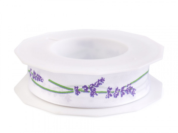 Stuha s drátem levandule šíře 25 mm