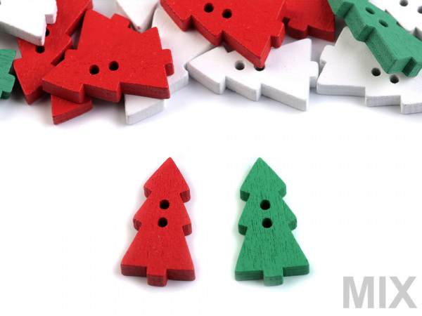 Dřevěný dekorační knoflík stromeček malý