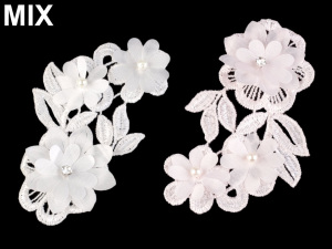 Krajková aplikace / vsadka 3D 6,3x12 cm