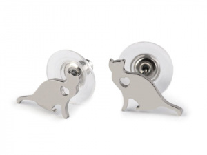 Náušnice kočka, srdce, slza z nerezové oceli