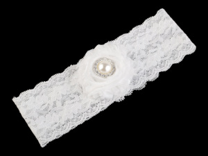 Svatební podvazek krajkový šíře 6 cm