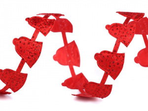 Saténový prýmek šíře 20 mm vánoční zvonečky s glitry