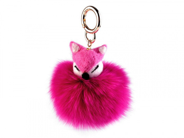 Kožešinový přívěsek na kabelku / klíče liška