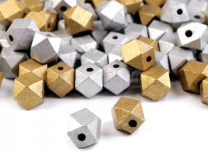 Dřevěné korálky metalické