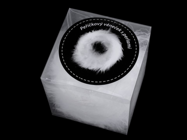 Vánoční peříčkový věneček s perlami Ø10 cm