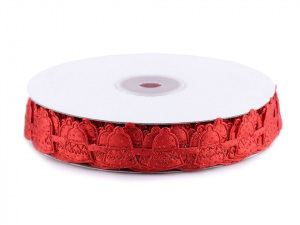 Saténový prýmek šíře 20 mm vánoční zvonečky s glitry