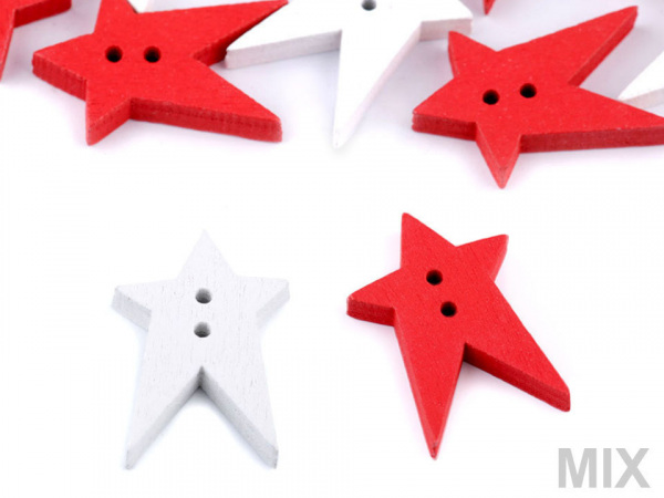 Dřevěný dekorační knoflík hvězda velká