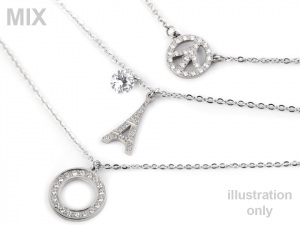 Náhrdelník sova, motýl s kamínky z nerezové oceli