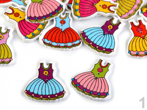 Dřevěný dekorační knoflík šaty, deštník