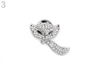 Brož s broušenými kamínky kočka, sova