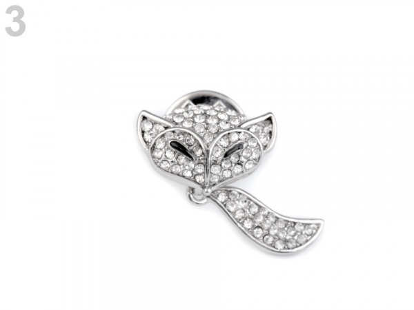 Brož s broušenými kamínky kočka, sova