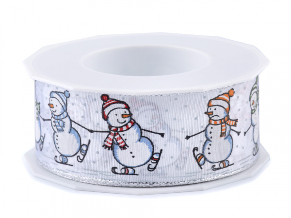 Stuha sněhuláci s drátem šíře 40 mm