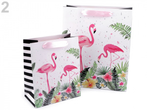 Dárková taška srdce, motýl, puntík, plameňák, sada 2 velikostí