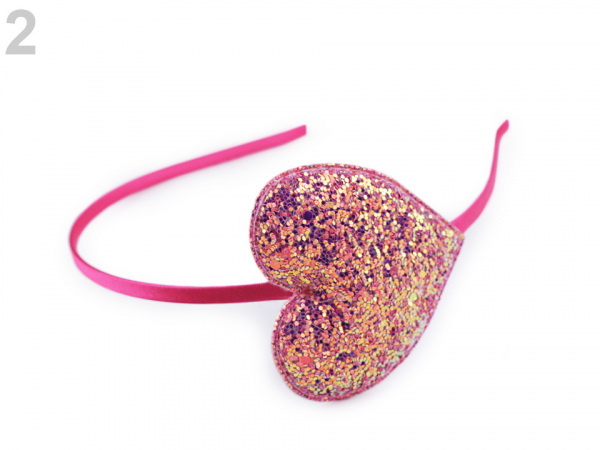 Čelenka do vlasů glitrová se srdcem