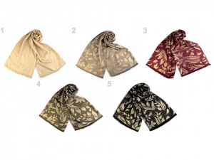 Šála s lurexem se vzorem listů 70x175 cm