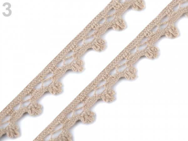 Bavlněná krajka paličkovaná šíře 12 mm