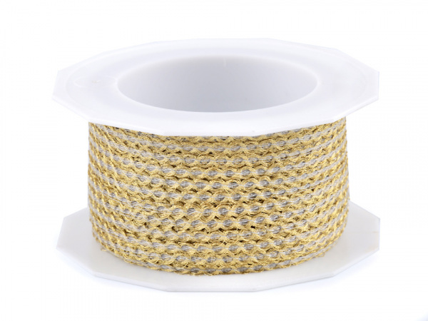 Svatební lurexový provázek / stuha s drátem šíře 2-3 mm