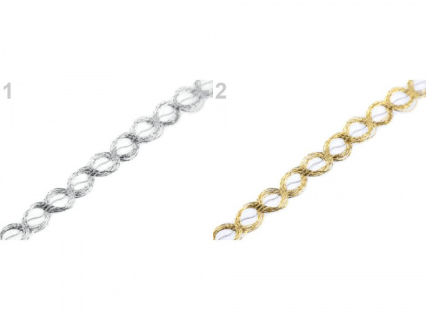 Svatební lurexový provázek / stuha s drátem šíře 2-3 mm