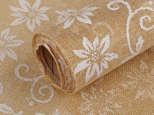 Imitace juty šíře 24 cm ornament, květ, sob, vločka