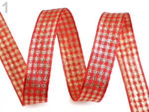 Stuha s lurexem a drátem šíře 15 mm