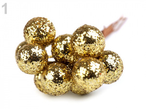 Vánoční dekorační kuličky s glitry a drátkem Ø12 mm