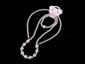 Dětská sada perlový náhrdelník, náramek a čelenka