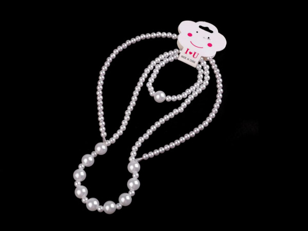 Dětská sada perlový náhrdelník, náramek a čelenka