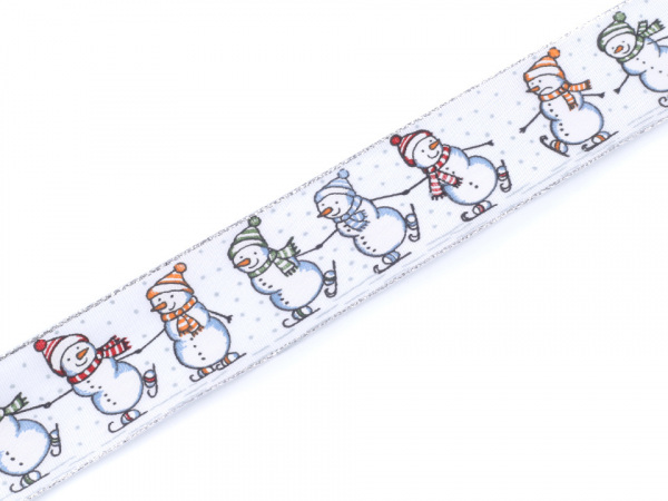 Stuha sněhuláci s drátem šíře 40 mm