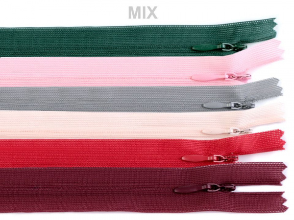 Spirálový zip skrytý šíře 3 mm délka 55 cm dederon