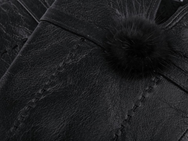 Dámské kožené rukavice s kožešinou