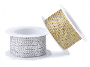 Svatební lurexový provázek / stuha s drátem šíře 2-3 mm
