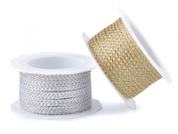 Svatební lurexový provázek / stuha s drátem šíře 2-3 mm
