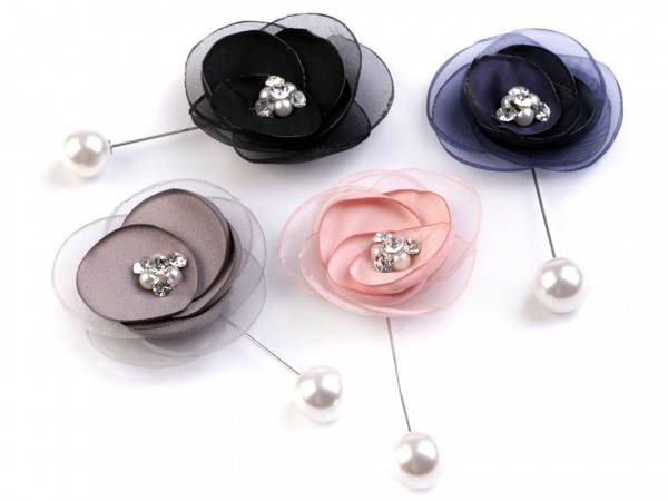 Ozdobný špendlík květ a perla