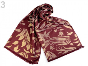 Šála s lurexem se vzorem listů 70x175 cm