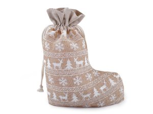 Mikulášská / vánoční punčocha 20x27 cm imitace juty