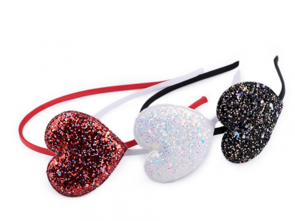 Čelenka do vlasů glitrová se srdcem