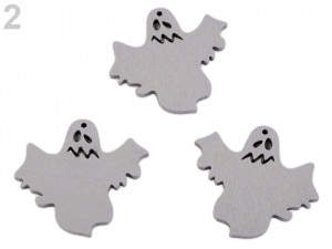 Dřevěné strašidlo - duch halloween k zavěšení / k nalepení 49x55 mm