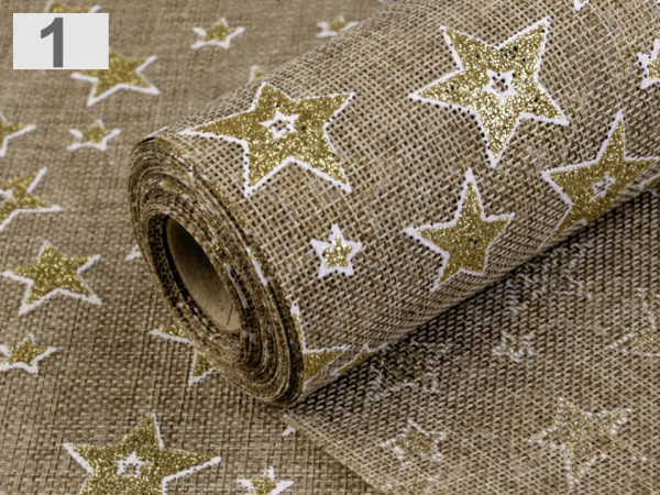 Imitace juty šíře 48 cm hvězdy