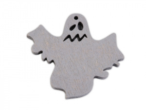 Dřevěné strašidlo - duch halloween k zavěšení / k nalepení 49x55 mm