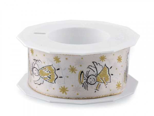 Stuha andělé s drátem šíře 40 mm